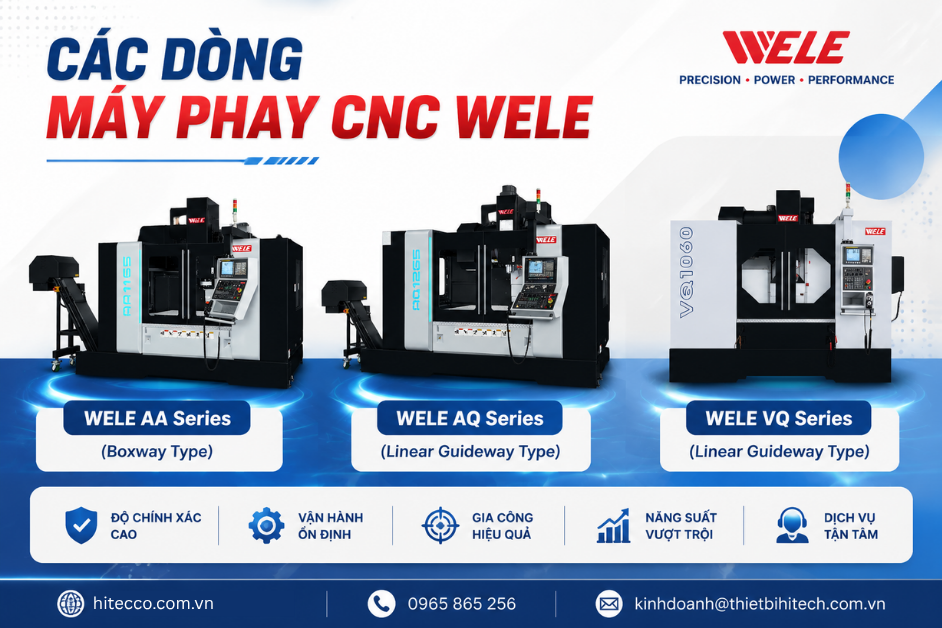 Máy phay CNC WELE Đài Loan trong xưởng gia công cơ khí chính xác